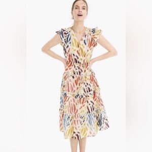 Point Sur for J.Crew Multicolored Pom Rainbow Ikat dress
